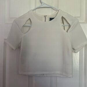 Dressy cut out cropped fit t shirt